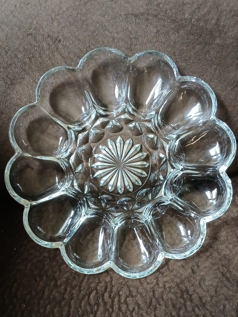 Anchor Hocking Fairfield Crystal Deviled Egg Plate 9.5"